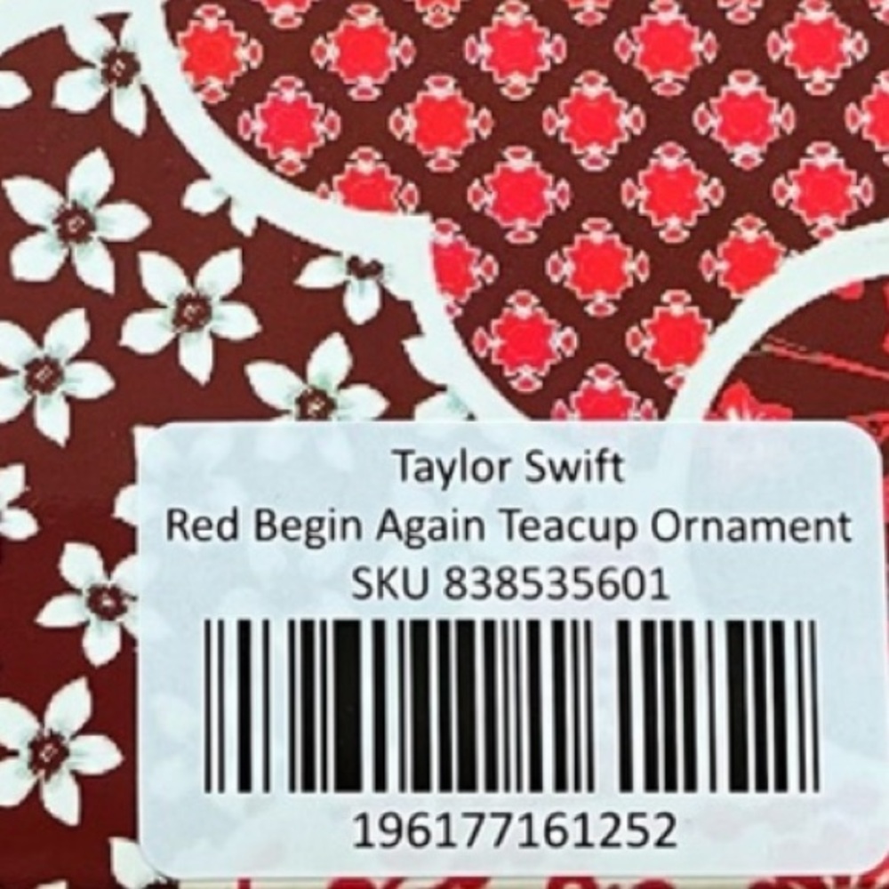 Taylor Swift Christmas Tree Ornament Begin Again Teacup Red Tea Cup Mug Swiftmas - Picture 7 of 7